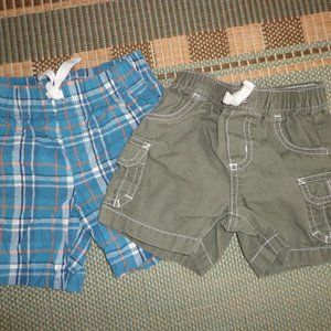 Baby Boy Carter's Shorts Lot of 2 Pr.18 Months Blue Plaid Olive